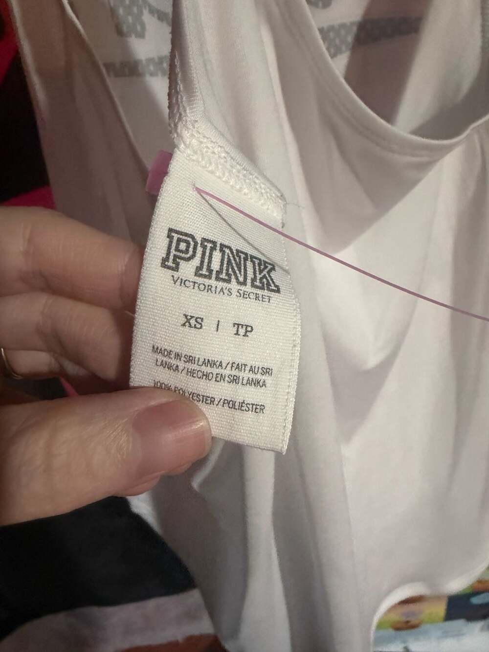 PINK Victoria's Secret White Racerback T-Back Tank Top Size XS - Picture 2 of 3